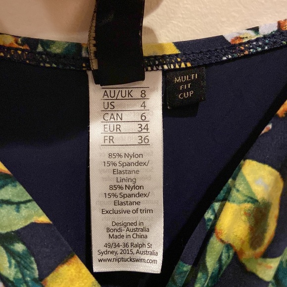 ✨ NIP TUCK SWIM 🍋 Lemon Print Ruched Swimsuit One Piece Multi Fit Cups - Picture 10 of 15